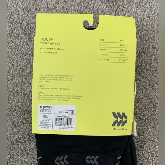 Girls 6/6x All in Motion Youth 2pc Thermal Set - Picture 4 of 5